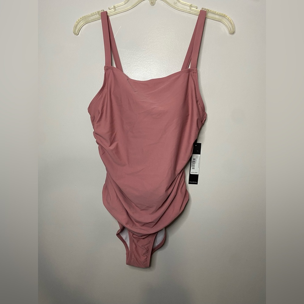 Catherine Malandrina One Piece ruching side swim thank style Size M Mesa Rose - Picture 1 of 5